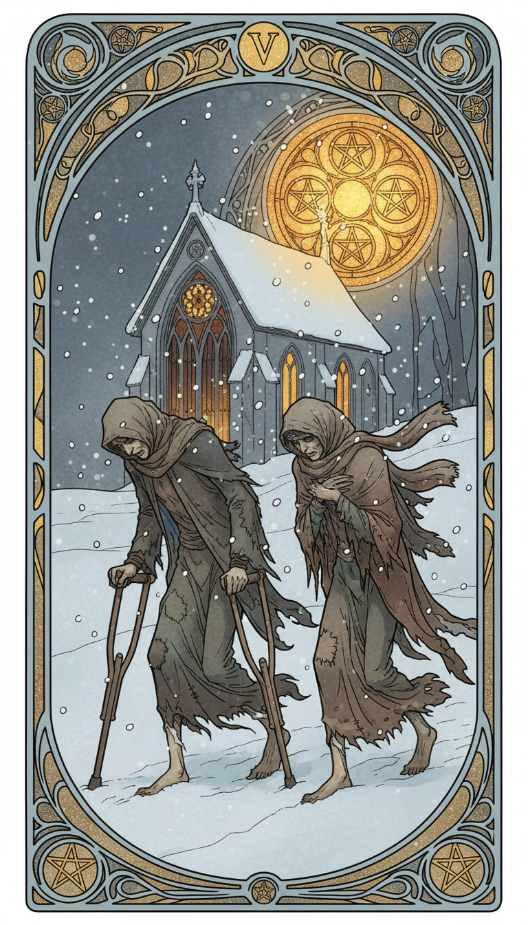 Five of Pentacles tarot card